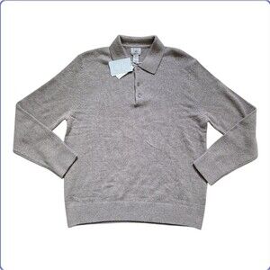 H&M Wool Sweater Women Size Large Collared Button Pullover Brown Long Sleeve NWT